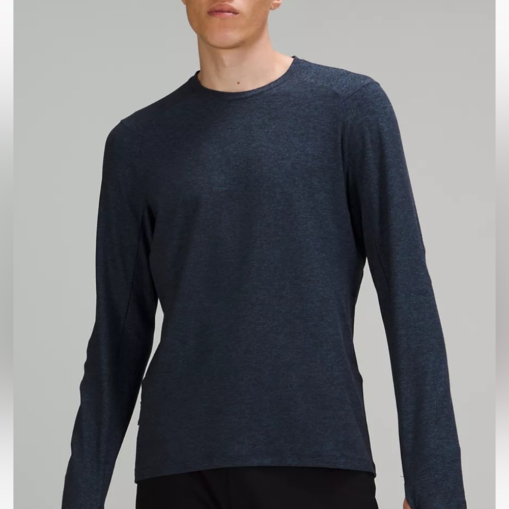 NWT Lululemon Mock Neck Long Sleeve Shirt in Heathered Navy XL